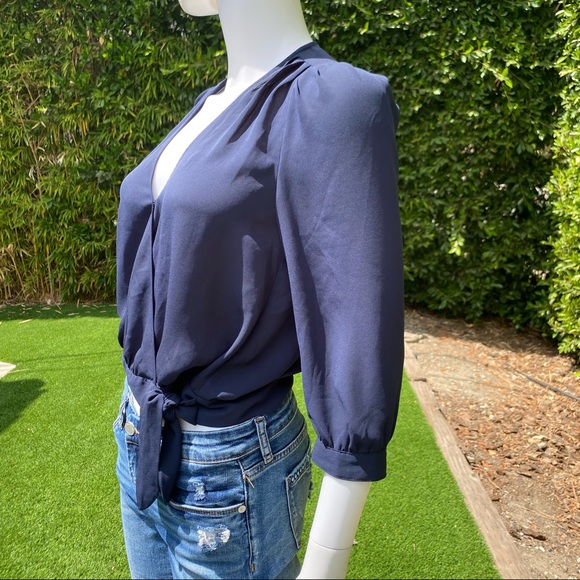 MADEWELL Navy Blue Front Tie Blouse - Picture 5 of 13